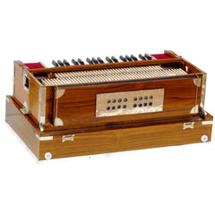 MAHARAJA MUSICALS Premium Calcutta Folding Harmonium - 13 Scale Changer - 4 Reeds -Teak Wood - BBH