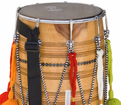 MAHARAJA MUSICALS Dhol Drum, Professional, Kachha Pakka Shesham Wood, Natural, Padded Bag, Beaters, Nylon Shoulder Strap, Punjabi Bhangra Dhol Instrument (SM-DCE)
