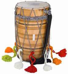 MAHARAJA MUSICALS Dhol Drum, Professional, Kachha Pakka Shesham Wood, Natural, Padded Bag, Beaters, Nylon Shoulder Strap, Punjabi Bhangra Dhol Instrument (SM-DCE)