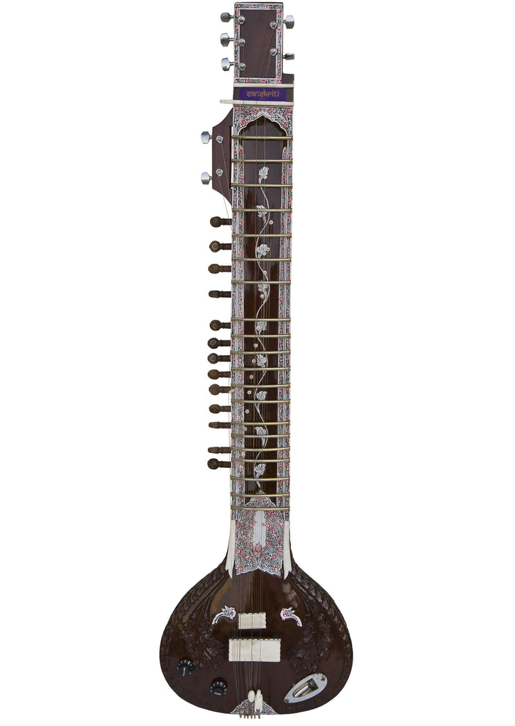 MAHARAJA MUSICALS Studio Electric Sitar - Flower Design - Indian Guitar - ACH