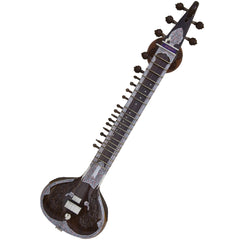 MAHARAJA MUSICALS Peacock Sitar - Ravi Shankar Style - Angur Patta Design - Fiber Trolley - AEE