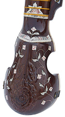 Maharaja Musicals Peacock Israj / Esraj, Floral Carving, Geared Tuning Pegs, Horse Hair Bow, Nylon Bag, Rosin, Extra String Set, Dark Finish, 4 Main Strings (SM-AJH)