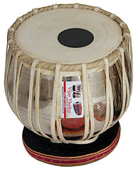 Tabla Drum Set by Vijay Vhatkar, 4KG Chromed Brass Bayan, Finest Sheesham Dayan, Tabla Drums - Padded Bag, Hammer, Cushions & Cover (SM-BBB)
