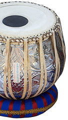 MAHARAJA MUSICALS Floral Chrome Tabla Set - Copper Bayan 3 KG - Sheesham Dayan - BEA