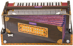 MAHARAJA MUSICALS Calcutta Harmonium No. 6200tn - Buy 3 Reed, 9 Scale Changer - 3¾ Octave - With Coupler, with Bag - Tuned to A440, Dark Walnut Color - BGH