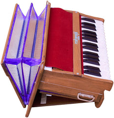 MAHARAJA MUSICALS Folding Harmonium - A440 - 2 1/2 Octaves Saptak - Natural Brown Color - FFG