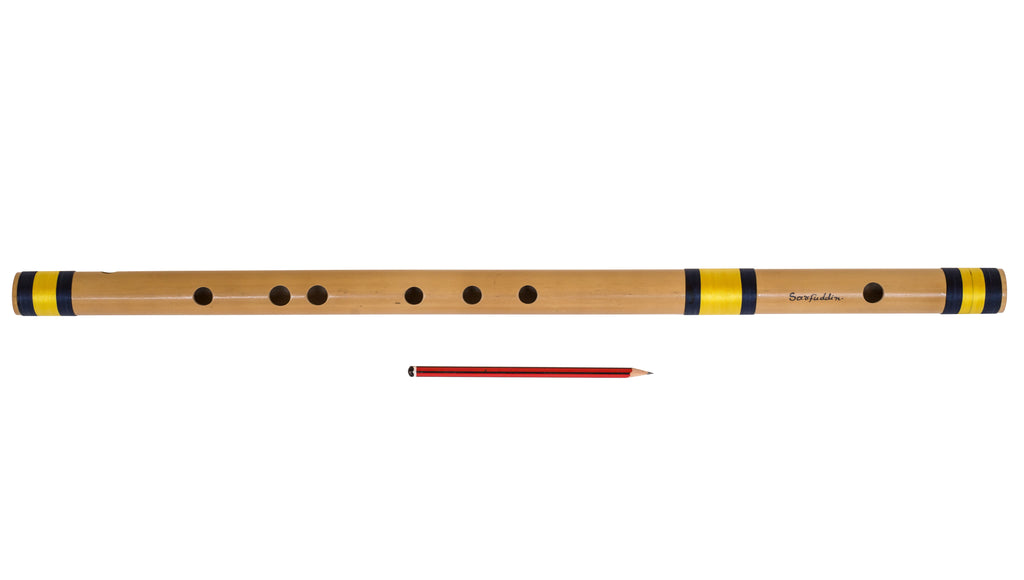 Bansuri Indian Flute, Sarfuddin, Scale G Natural Bass 25.5 Inches, Concert Quality, Indian Bansuri Bamboo Flute, Perfectly Tuned, Hindustani Bansuri, Includes Nylon Pipe Bag (SM-DGC)