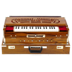 MAHARAJA MUSICALS Premium Calcutta Folding Harmonium - 13 Scale Changer - 4 Reeds -Teak Wood - BBH