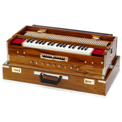 MAHARAJA MUSICALS Premium Calcutta Folding Harmonium - 13 Scale Changer - 4 Reeds -Teak Wood - BBH