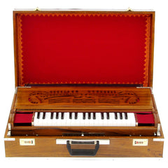 MAHARAJA MUSICALS Premium Calcutta Folding Harmonium - 13 Scale Changer - 4 Reeds -Teak Wood - BBH