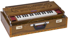MAHARAJA MUSIALS Calcutta Folding Harmonium - 9 Scale Changer - Natural Wood Color - AGI