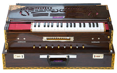 MAHARAJA MUSICALS Premium Calcutta Folding Harmonium - 13 Scale Changer - 4 Reeds -Teak Wood - BDF