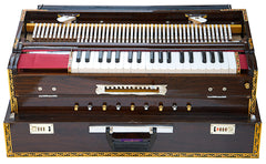 MAHARAJA MUSICALS Premium Calcutta Folding Harmonium - 13 Scale Changer - 4 Reeds -Teak Wood - BDF