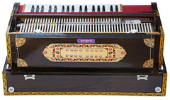 MAHARAJA MUSICALS Premium Calcutta Folding Harmonium - 13 Scale Changer - 4 Reeds -Teak Wood - BDF