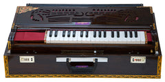 MAHARAJA MUSICALS Premium Calcutta Folding Harmonium - 13 Scale Changer - 4 Reeds -Teak Wood - BDF