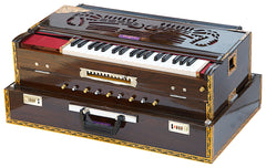 MAHARAJA MUSICALS Premium Calcutta Folding Harmonium - 13 Scale Changer - 4 Reeds -Teak Wood - BDF