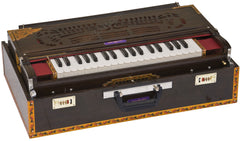 MAHARAJA MUSICALS Calcutta Harmonium No. 6200tn - Buy 3 Reed, 9 Scale Changer - 3¾ Octave - With Coupler, with Bag - Tuned to A440, Dark Walnut Color - BGH