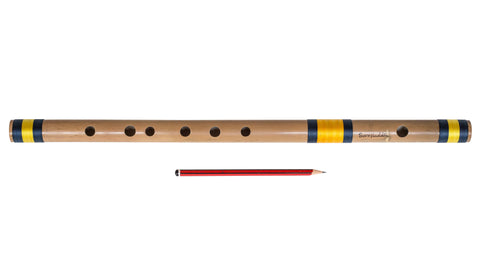 Bansuri, Indian Bamboo Flute, Scale C Natural Medium 19 Inches, Sarfuddin, Concert Quality, Accurately Tuned, Recommended for Beginners, Hindustani Prof. Bansuri Indian Flute, Nylon Pipe Bag (PDI-DEH)