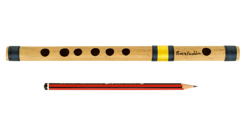 Bansuri Indian Flute, Scale C Natural Small 9.5 Inches, Concert Quality, Sarfuddin, Tuned Professional Bansuri, Nylon Pipe Bag Included, Bamboo Flute, Hindustani (SM-DEI)