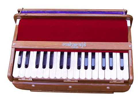 MAHARAJA MUSICALS Folding Harmonium - A440 - 2 1/2 Octaves Saptak - Natural Brown Color - FFG